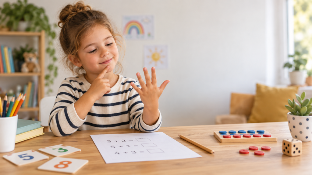 kind rechnet mit fingern fingerrechnen